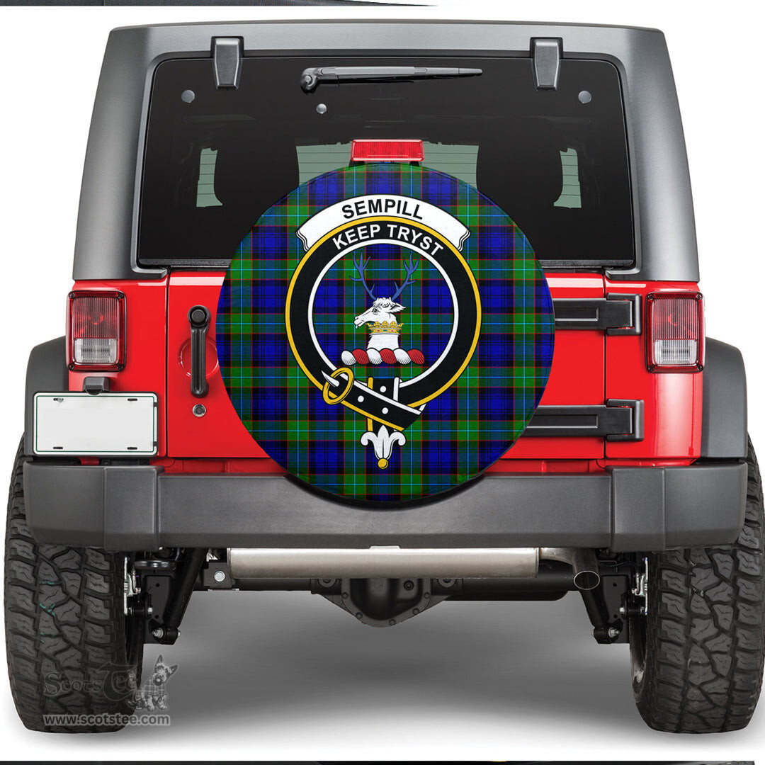 Scottish Sempill Modern Clan Tartan Crest Spare Tire Cover - Show Your Clan Pride