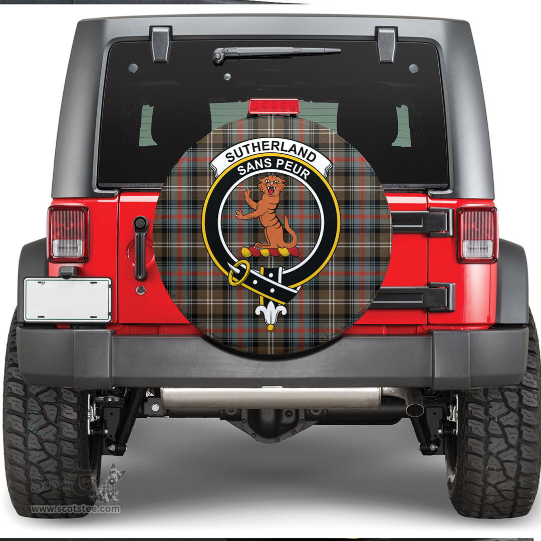 Scottish Sutherland Weathered Clan Tartan Crest Spare Tire Cover - Show Your Clan Pride