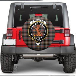 Scottish Sutherland Weathered Clan Tartan Crest Spare Tire Cover - Show Your Clan Pride