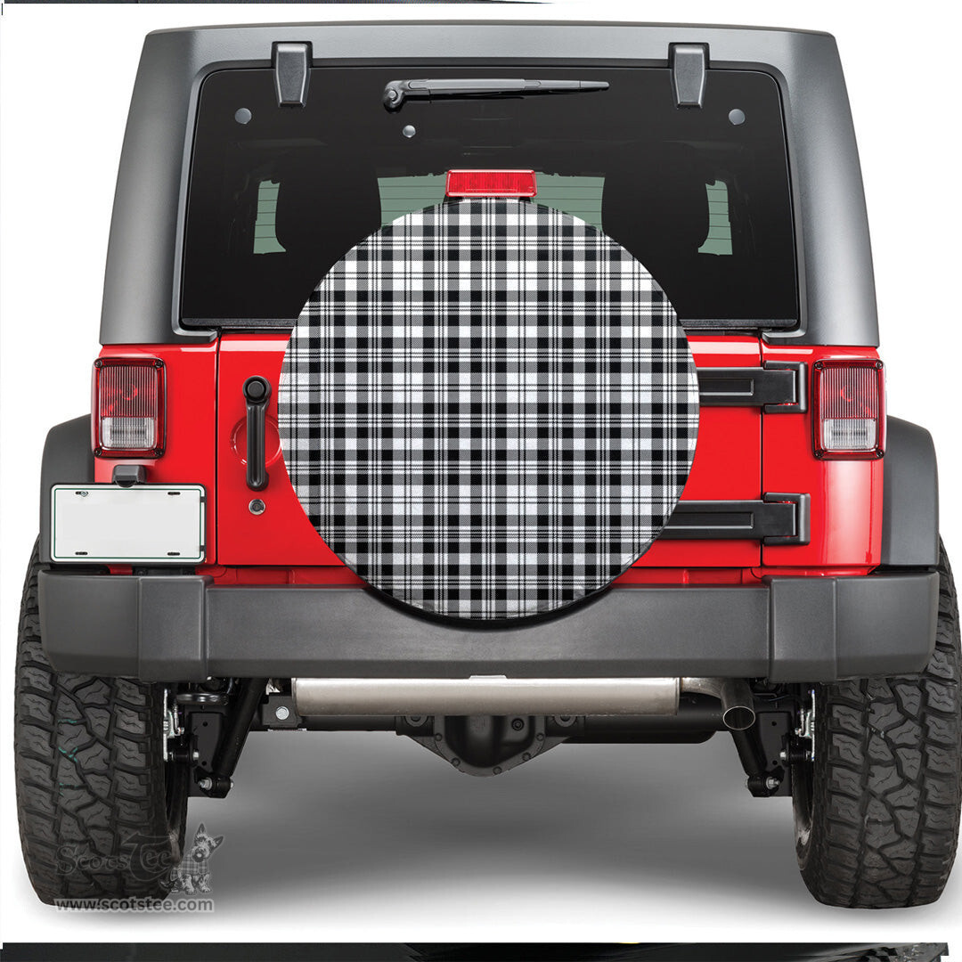 Scottish Scott Black White Modern Tartan Spare Tire Cover - Show Your Clan Pride