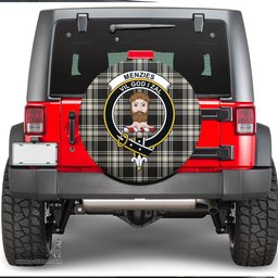 Scottish Menzies Black White Ancient Clan Tartan Crest Spare Tire Cover - Show Your Clan Pride