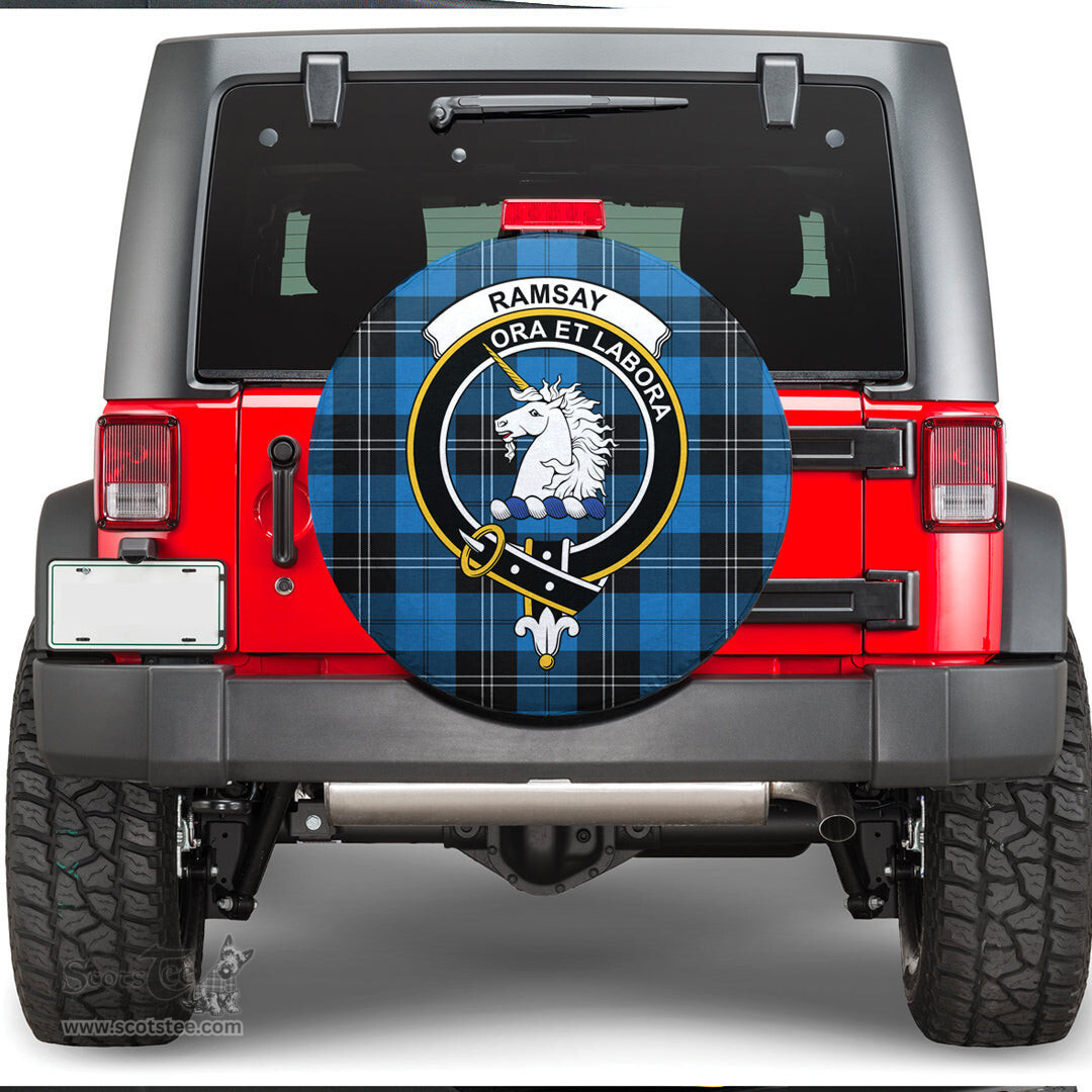 Scottish Ramsay Blue Ancient Clan Tartan Crest Spare Tire Cover - Show Your Clan Pride
