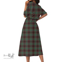 Scottish Buchan Ancient Tartan Crest Womens Elastic Waist Dress Tartan Plaid Dress
