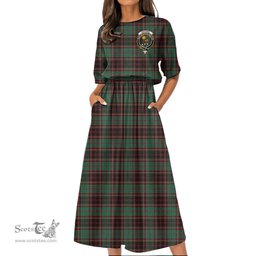 Scottish Buchan Ancient Tartan Crest Womens Elastic Waist Dress Tartan Plaid Dress