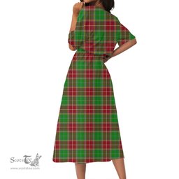 Scottish Baxter Modern Tartan Crest Womens Elastic Waist Dress Tartan Plaid Dress
