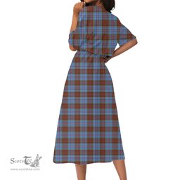Scottish Anderson Modern Tartan Crest Womens Elastic Waist Dress Tartan Plaid Dress