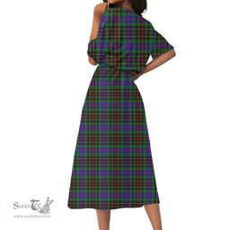 Scottish Brodie Hunting Modern Tartan Crest Womens Elastic Waist Dress Tartan Plaid Dress