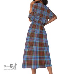 Scottish Anderson Modern Tartan Womens Elastic Waist Dress Tartan Plaid Dress