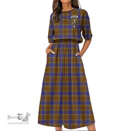 Scottish Balfour Modern Tartan Crest Womens Elastic Waist Dress Tartan Plaid Dress
