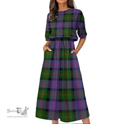 Scottish Blair Modern Tartan Womens Elastic Waist Dress Tartan Plaid Dress