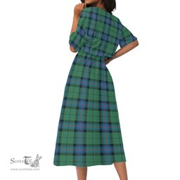 Scottish Armstrong Ancient Tartan Womens Elastic Waist Dress Tartan Plaid Dress