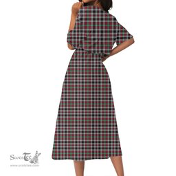 Scottish Borthwick Ancient Tartan Crest Womens Elastic Waist Dress Tartan Plaid Dress