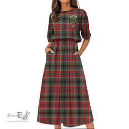 Scottish Anderson of Arbrake Tartan Crest Womens Elastic Waist Dress Tartan Plaid Dress