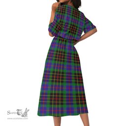 Scottish Brodie Hunting Modern Tartan Womens Elastic Waist Dress Tartan Plaid Dress
