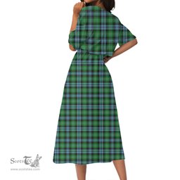 Scottish Arbuthnot Ancient Tartan Crest Womens Elastic Waist Dress Tartan Plaid Dress