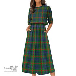 Scottish Aiton Tartan Womens Elastic Waist Dress Tartan Plaid Dress
