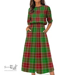 Scottish Baxter Modern Tartan Womens Elastic Waist Dress Tartan Plaid Dress