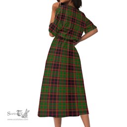 Scottish Buchan Modern Tartan Womens Elastic Waist Dress Tartan Plaid Dress