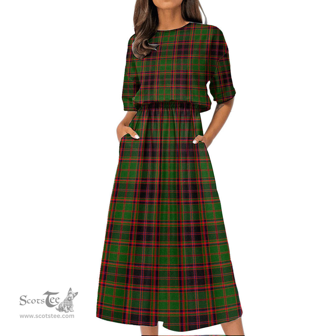 Scottish Buchan Modern Tartan Womens Elastic Waist Dress Tartan Plaid Dress