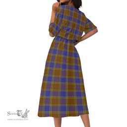Scottish Balfour Modern Tartan Womens Elastic Waist Dress Tartan Plaid Dress
