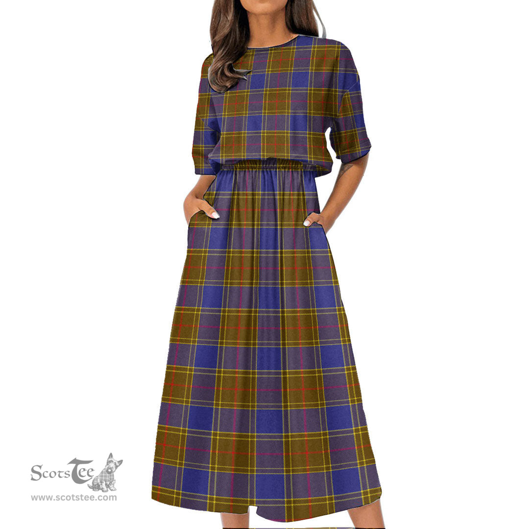 Scottish Balfour Modern Tartan Womens Elastic Waist Dress Tartan Plaid Dress