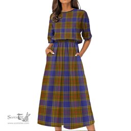 Scottish Balfour Modern Tartan Womens Elastic Waist Dress Tartan Plaid Dress
