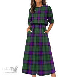Scottish Armstrong Modern Tartan Womens Elastic Waist Dress Tartan Plaid Dress