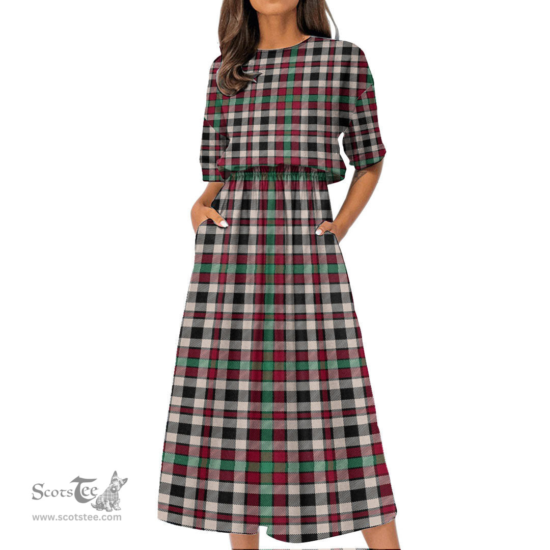 Scottish Borthwick Dress Ancient Tartan Womens Elastic Waist Dress Tartan Plaid Dress