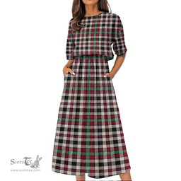 Scottish Borthwick Dress Ancient Tartan Womens Elastic Waist Dress Tartan Plaid Dress