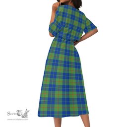 Scottish Barclay Hunting Ancient Tartan Womens Elastic Waist Dress Tartan Plaid Dress
