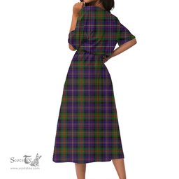 Scottish Cameron of Erracht Modern Tartan Crest Womens Elastic Waist Dress Tartan Plaid Dress