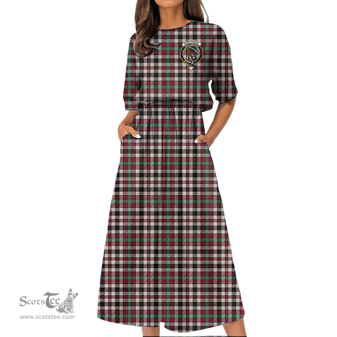 Scottish Borthwick Dress Ancient Tartan Crest Womens Elastic Waist Dress Tartan Plaid Dress