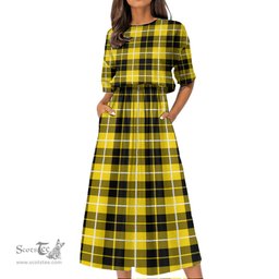 Scottish Barclay Dress Modern Tartan Womens Elastic Waist Dress Tartan Plaid Dress