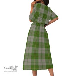 Scottish Cunningham Dress Green Dancers Tartan Womens Elastic Waist Dress Tartan Plaid Dress