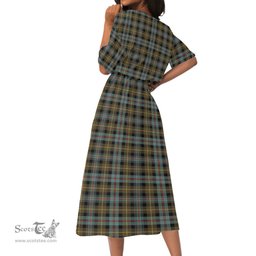 Scottish Farquharson Weathered Tartan Womens Elastic Waist Dress Tartan Plaid Dress