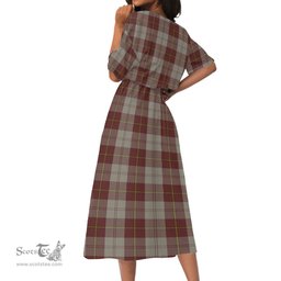 Scottish Cunningham Burgundy Dancers Tartan Womens Elastic Waist Dress Tartan Plaid Dress