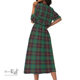 Scottish Chisholm Hunting Ancient Tartan Womens Elastic Waist Dress Tartan Plaid Dress