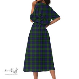 Scottish Campbell Modern Tartan Crest Womens Elastic Waist Dress Tartan Plaid Dress