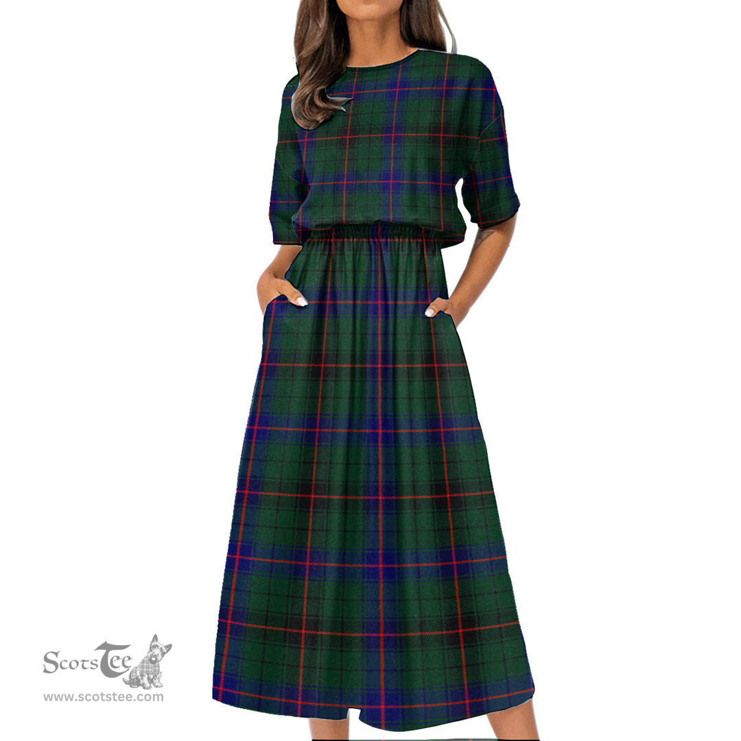 Scottish Davidson Modern Tartan Womens Elastic Waist Dress Tartan Plaid Dress