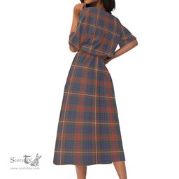 Scottish Fraser Hunting Modern Tartan Womens Elastic Waist Dress Tartan Plaid Dress