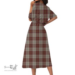 Scottish Cunningham Burgundy Dancers Tartan Crest Womens Elastic Waist Dress Tartan Plaid Dress