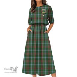Scottish Gayre Tartan Crest Womens Elastic Waist Dress Tartan Plaid Dress