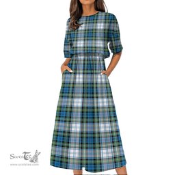 Scottish Campbell Dress Ancient Tartan Womens Elastic Waist Dress Tartan Plaid Dress