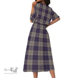 Scottish Cunningham Dress Blue Dancers Tartan Womens Elastic Waist Dress Tartan Plaid Dress