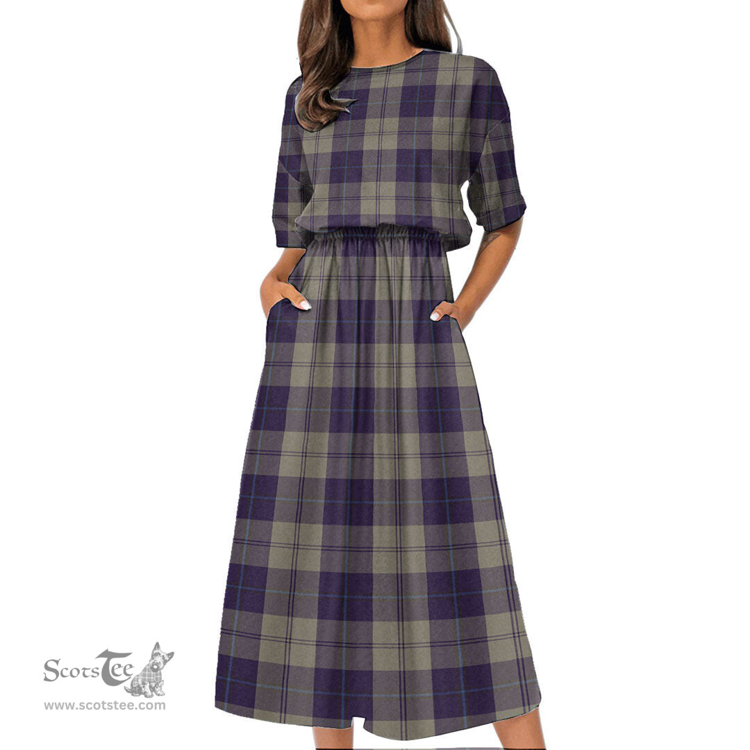 Scottish Cunningham Dress Blue Dancers Tartan Womens Elastic Waist Dress Tartan Plaid Dress