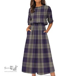 Scottish Cunningham Dress Blue Dancers Tartan Womens Elastic Waist Dress Tartan Plaid Dress