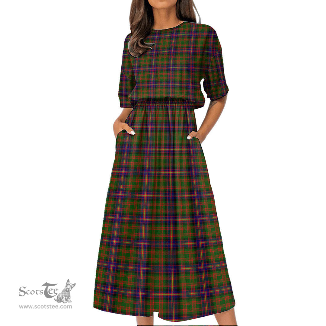 Scottish Cochrane Modern Tartan Womens Elastic Waist Dress Tartan Plaid Dress