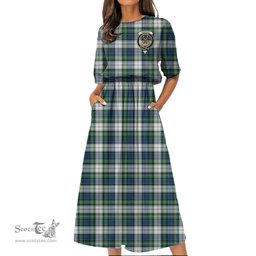 Scottish Gordon Dress Ancient Tartan Crest Womens Elastic Waist Dress Tartan Plaid Dress