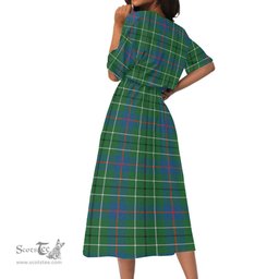 Scottish Duncan Ancient Tartan Womens Elastic Waist Dress Tartan Plaid Dress