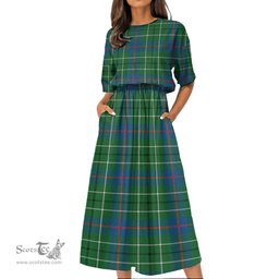 Scottish Duncan Ancient Tartan Womens Elastic Waist Dress Tartan Plaid Dress